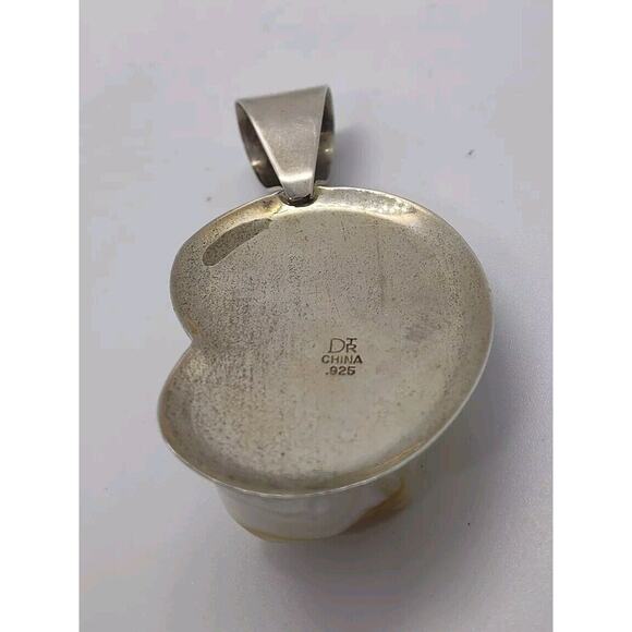 Dan King DTR 925 Sterling Silver Free Form Mother of Pearl Pendant 32gr 2.5x1.5" - Picture 5 of 5